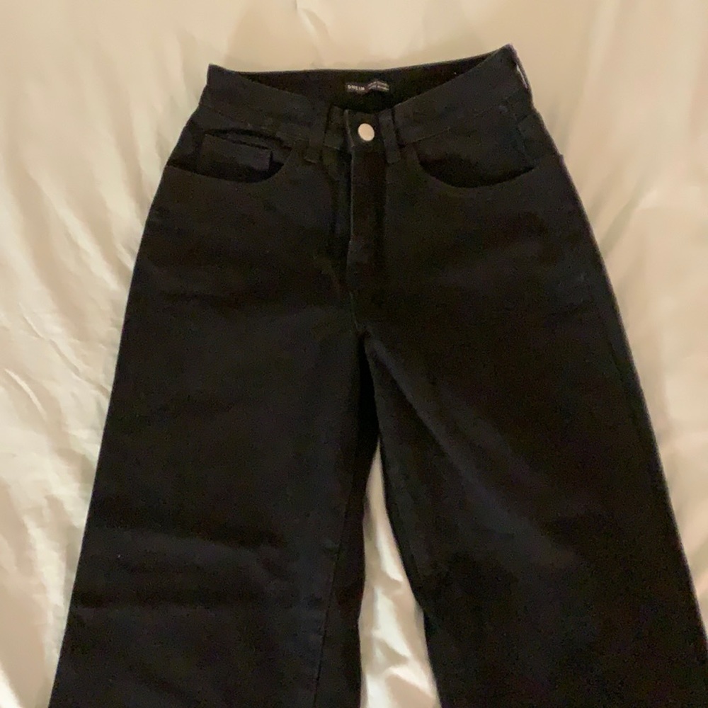 BLACK shein hire rise wide leg jeans size 26 never worn